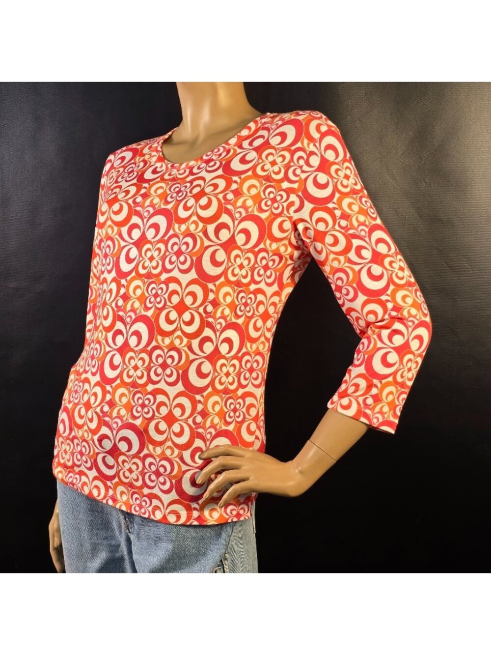 4 Ever French By MICHELLE PARISOU Vibrant Print Top Size Medium